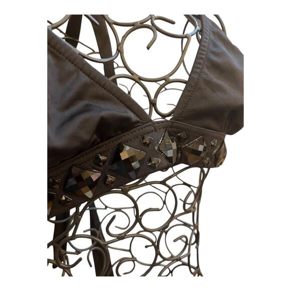 VENUS Black Sparkling Bikini Top Size Cup C Lined Nylon Spandex - Picture 2 of 4